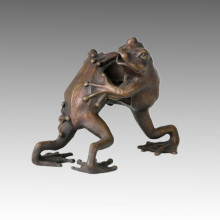 Animal Statue Double Frogs Fight Bronze Sculpture Tpal-046